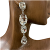 VE3805 GEOMETRIC LONG CRYSTAL EARRINGS