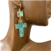 VE3924 NATURAL STONE CROSS EARRINGS