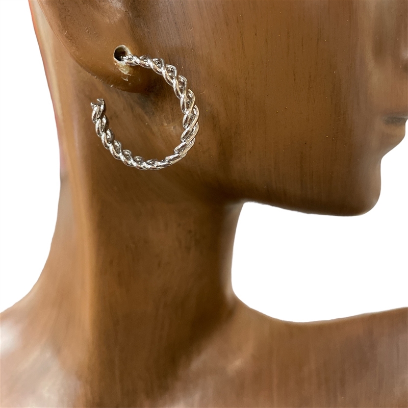 VE3972 CHAIN LINK SMALL HOOP EARRINGS