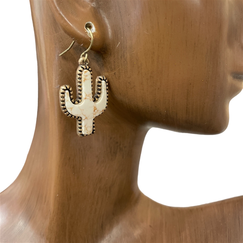 VE4057 NATURAL STONE SMALL CACTUS EARRINGS