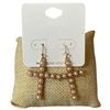 VE4570 GOLD PEARL BEADED SMALL CROSS EARRINGS