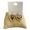 VE4611 GOLD HAMMERED HEART DANGLE EARRINGS