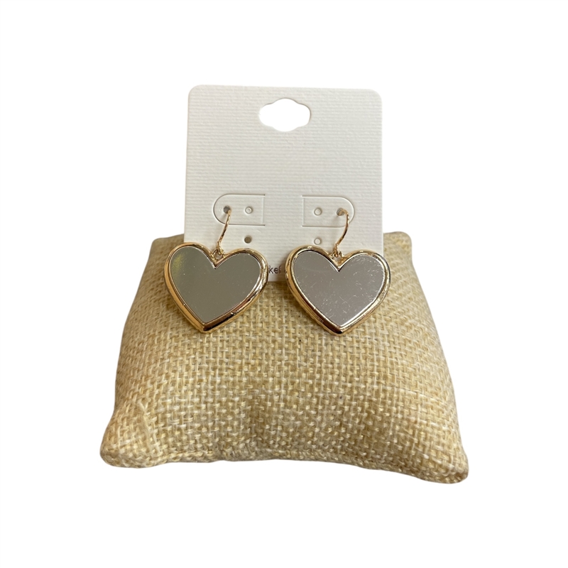 VE4639 DANGLE TWO TONED HEART EARRINGS