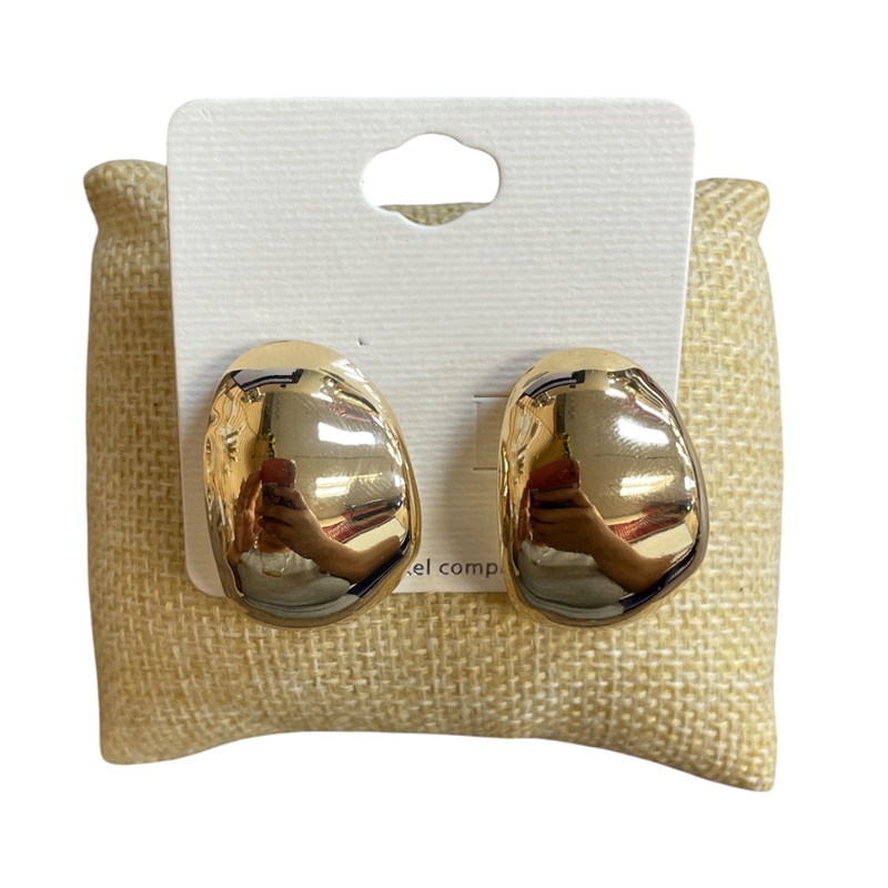 VE4725 GOLD PLAIN CHUNKY STUD EARRINGS