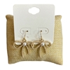 VE4755 GOLD SMALL PEARL BOW DANGLE EARRINGS