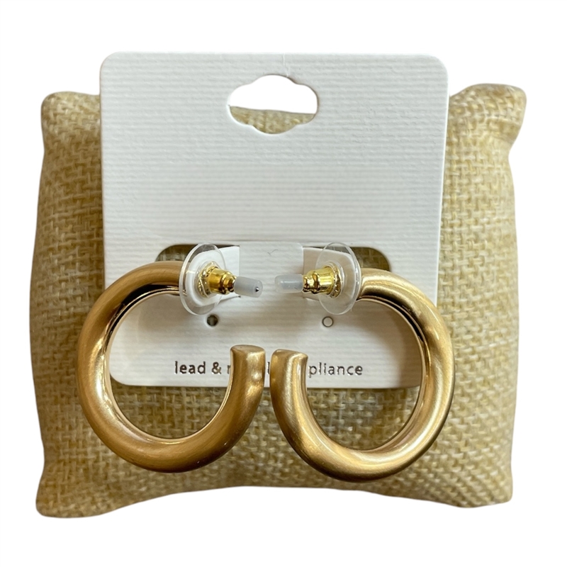 VE4799 MATTE SMOOTH HOLLOW SMALL HOOP EARRINGS