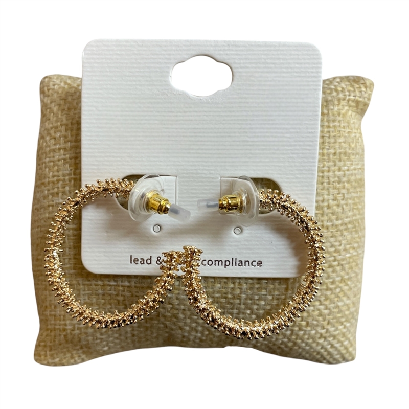 VE4868 TEXTURED THIN SMALL HOOP EARRINGS