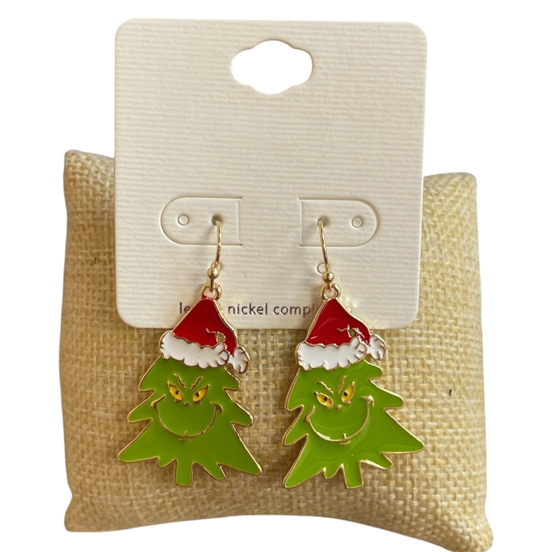 VE4917 CHRISTMAS TREE DANGLE EARRINGS