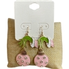 VE4918 PINK HANGING ORNAMENT GRINCH HAND DANGLE EARRINGS