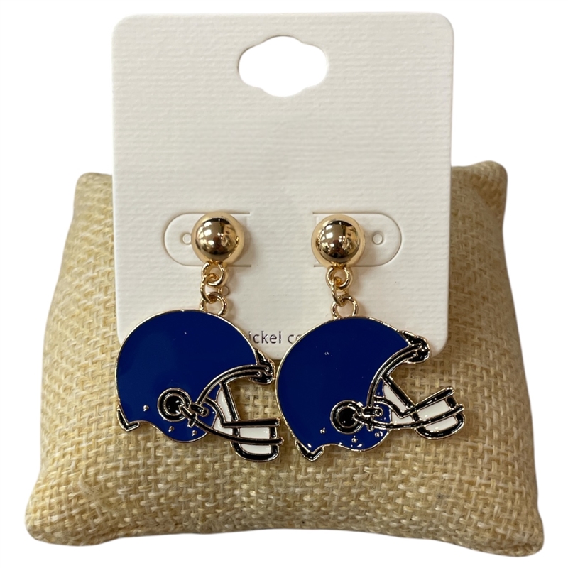 VE5038  GOLD FOOTBALL HELMET POST EARRINGS
