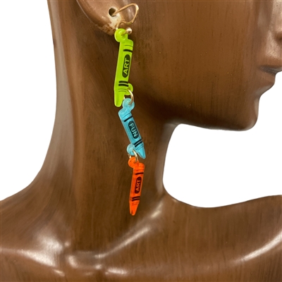 VER1190 CRAYON DANGLE ACRYLIC EARRINGS