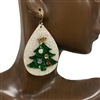VER1235  CHRISTMAS TREE  GLITTER EARRINGS