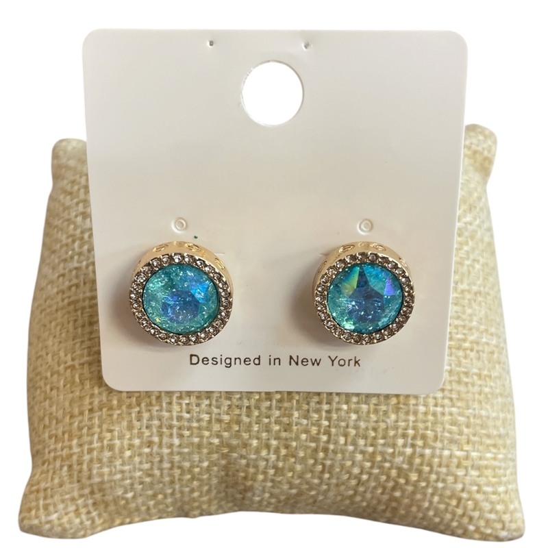 VER2110-2 TURQUOISE CRYSTAL STUD EARRINGS