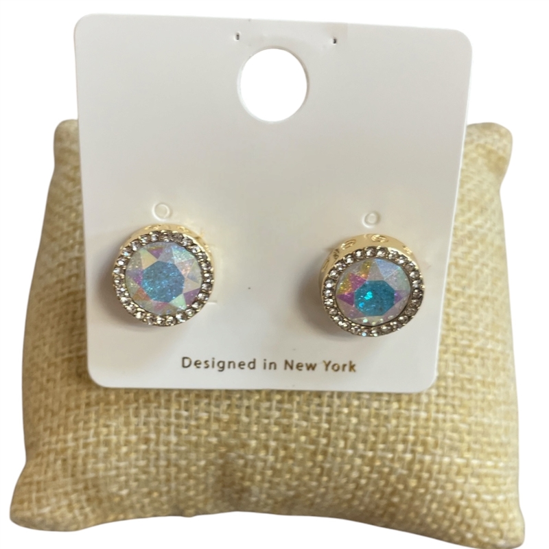 VER2110-3 WHITE AB CRYSTAL STUD EARRINGS