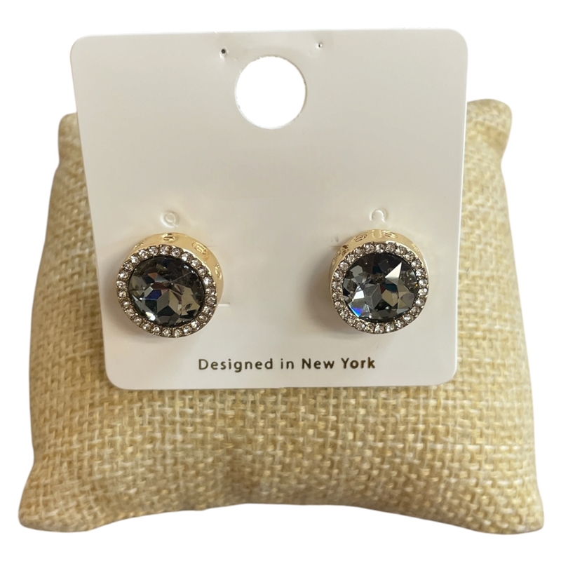 V ER2110-7 HEMATITE CRYSTAL STUD EARRINGS