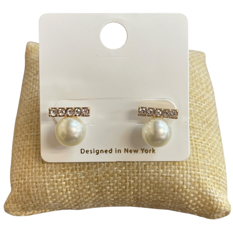 VER2249 RHINESTONE & PEARL STUD EARRINGS