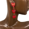 VER5926  APPLE   BEAST TEACHER EVER  ACRYLIC EARRINGS