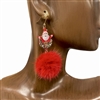 VER6202  SANTA & RED POMPOM EARRINGS