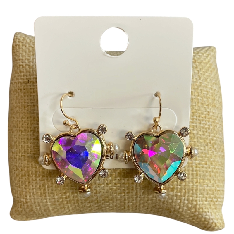 VER6863 HEART CRYSTAL DANGLE EARRINGS