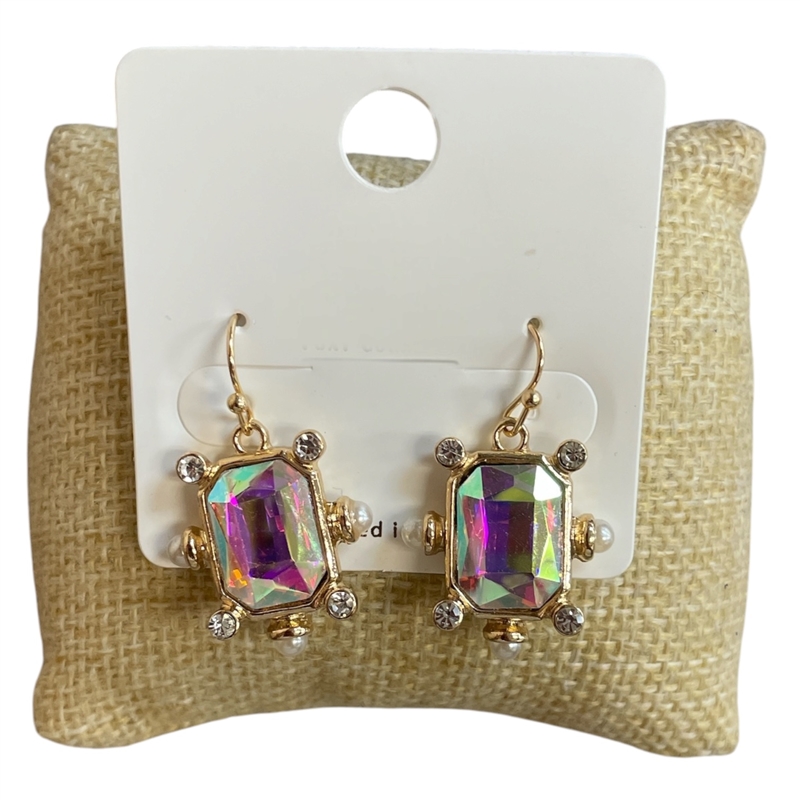 VER6864 CRYSTAL SQUARE DANGLE EARRINGS