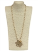 VN1036  HAMMERED FLOWER LONG NECKLACE