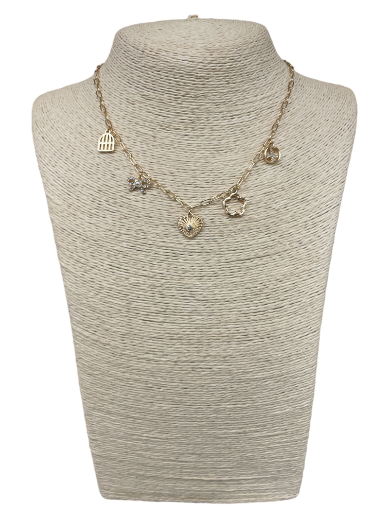 VN1093 MULTI CHARM GOLD NECKLACE