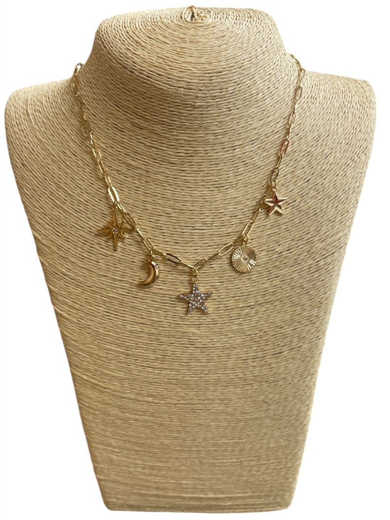 VN1118 GOLD STAR CHARM NECKLACE