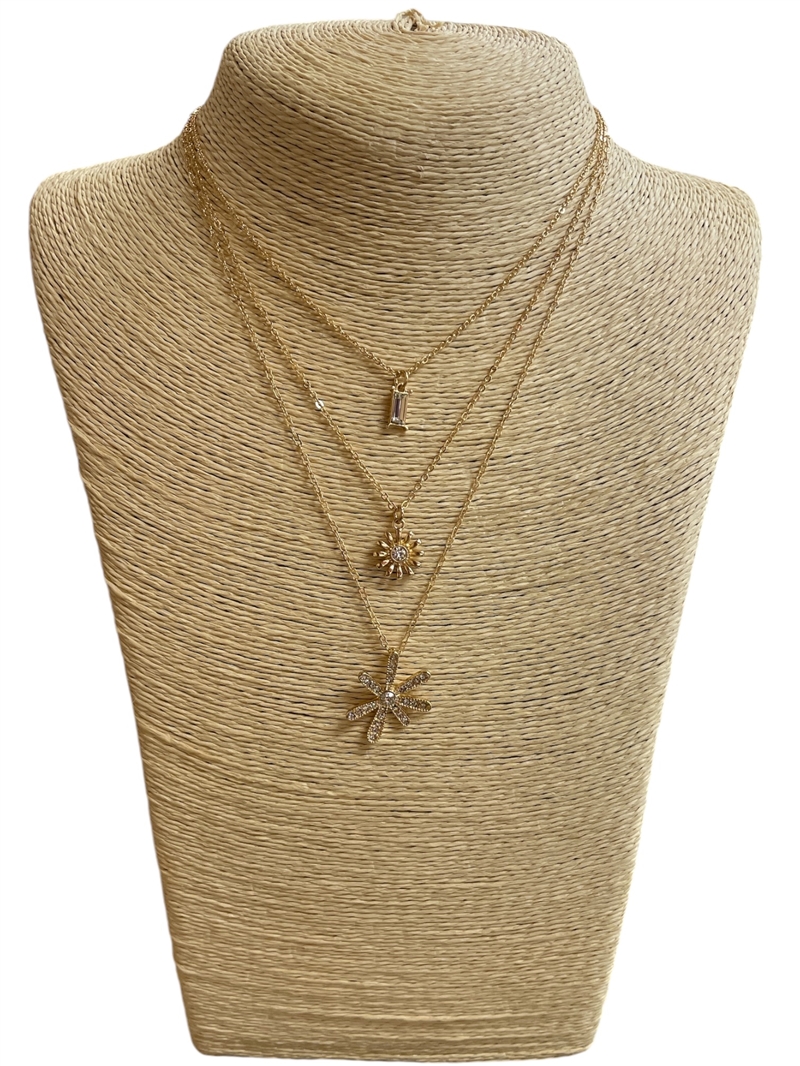 VN1138 GOLD FLOWER LAYERED NECKLACE