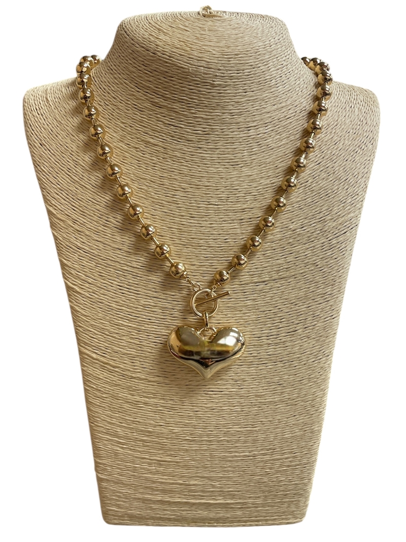 VN1223 HEART BEADED BALL  SHORT NECKLACES