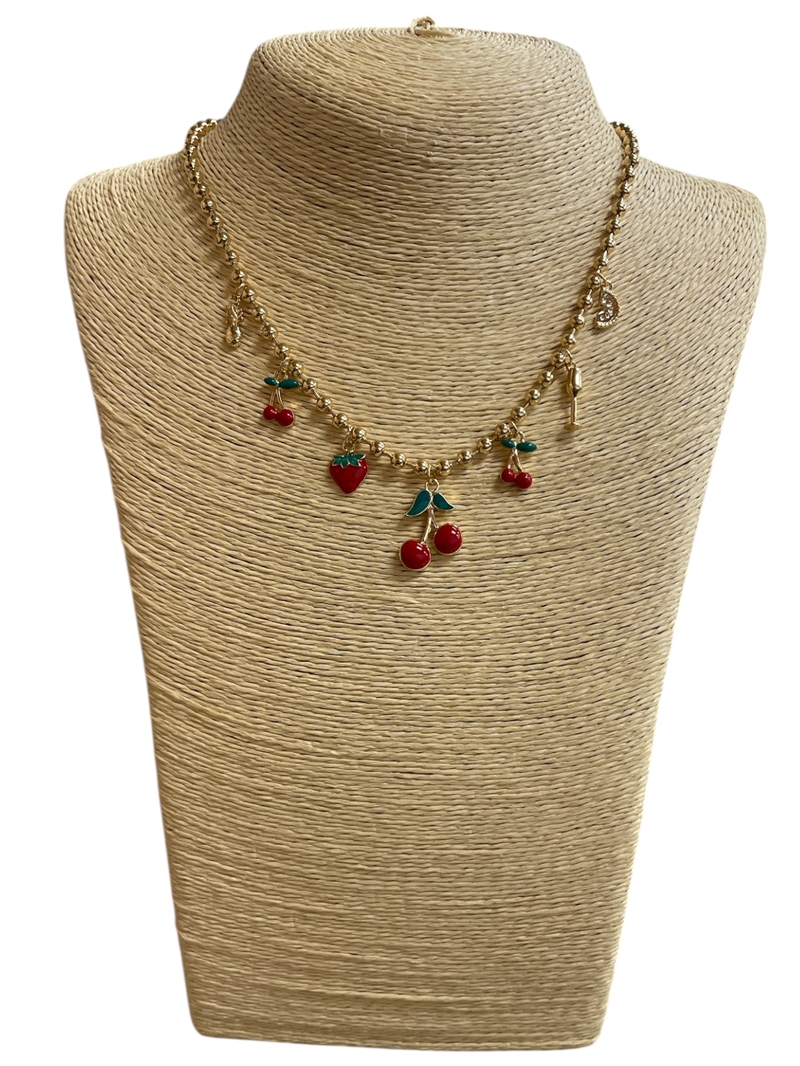 VN1235 CHERRY CHARMS  SHORT NECKLACES