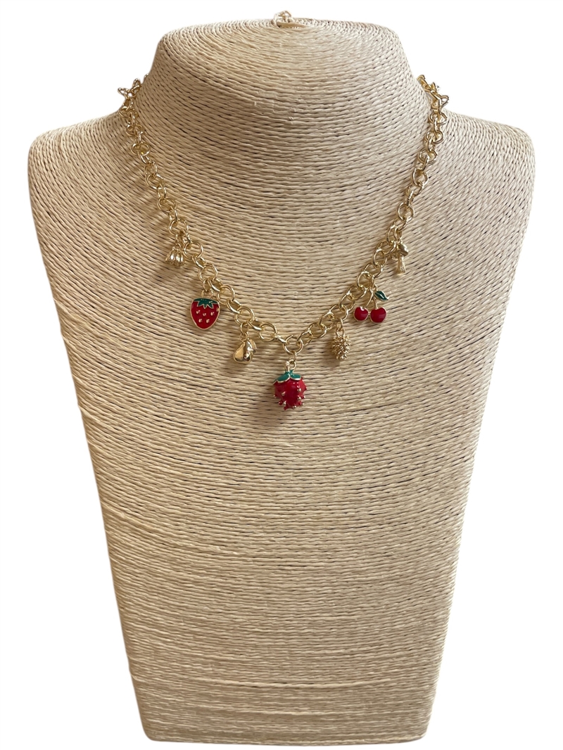 VN1263 STRAWBERRY  CHARMS NECKLACE
