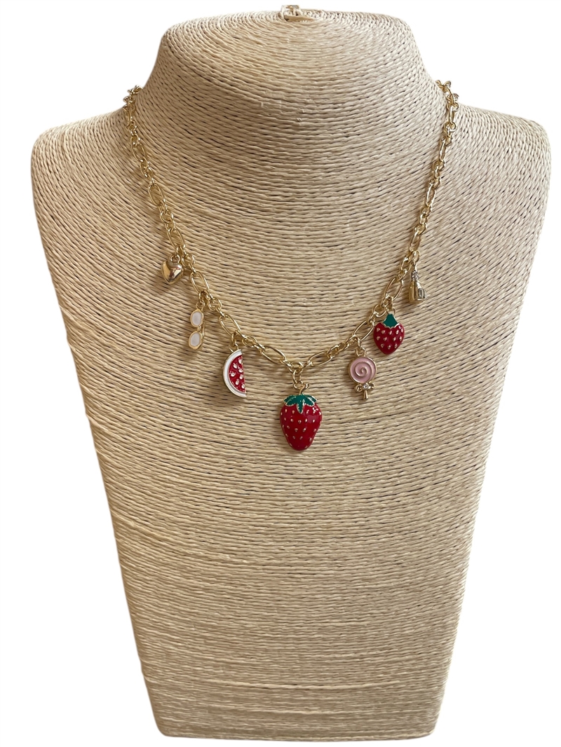 VN1264 STRAWBERRY  CHARMS NECKLACE