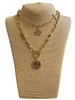 VN1342 MATTE MULTI CHARM COIN LAYERED NECKLACE