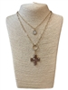 VN1377 HAMMERED GOLD CROSS LAYERED NECKLACE