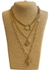 VN1383 MATTE GOLD CROSS MULTI LAYERED LONG NECKLACE