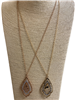 VNE0795 GEOMETRIC HAMMERED  TWO TONE LONG NECKLACE