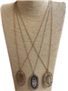 VNE0796  HAMMERED OVAL TWO TONE LONG NECKLACE