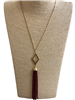 VNE0811 GEOMETRIC SEED BEAD TASSEL LONG NECKLACE