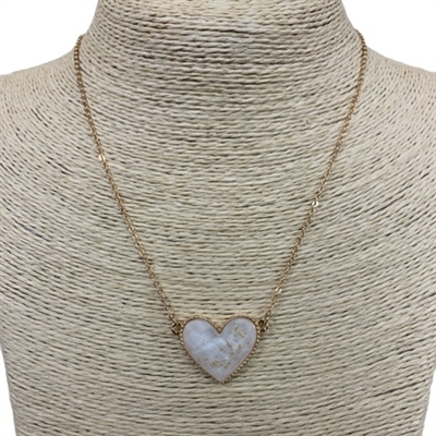 VNE1239 SINGLE  HEART MULTI GOLD NECKLACE