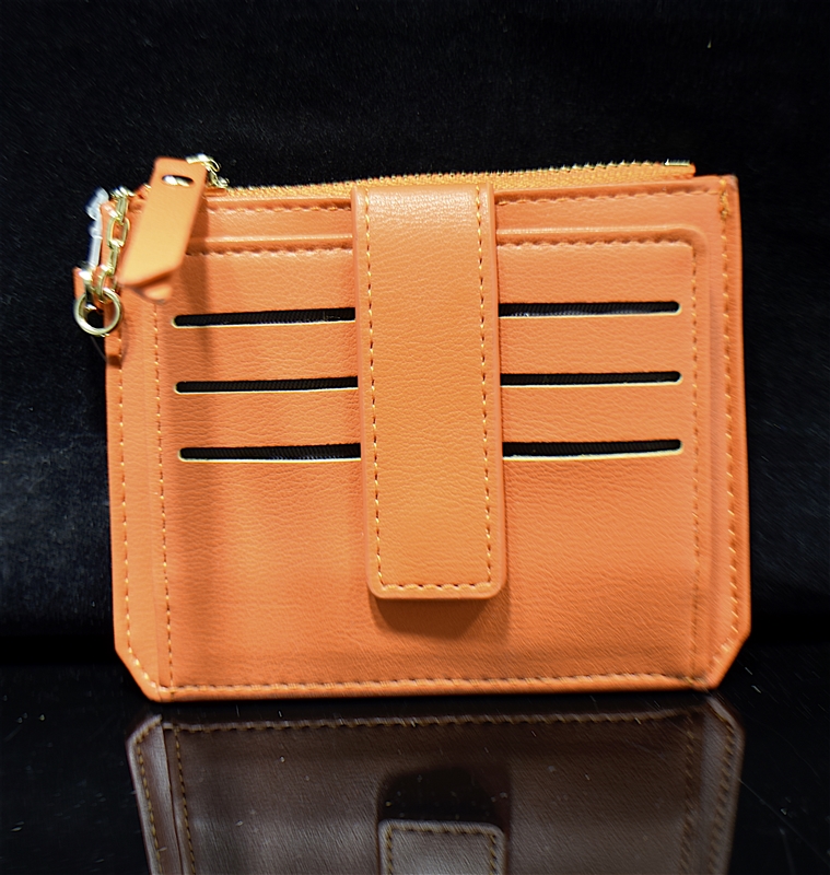 VT3025 SMALL ORANGE LEATHER SQUARE WALLET