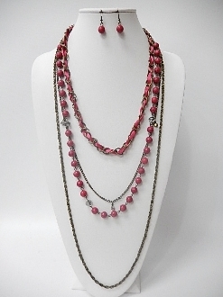 W-1056 Beads Necklace Earrings Set