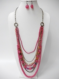 W-1150 Beads Necklace Earrings Set