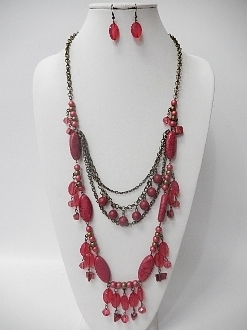 W-1259 Beads Necklace Earrings Set