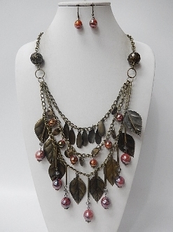 W-1345 Beads Necklace Earrings Set