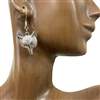 W00WF  SILVER  SMALL WOLF HEAD EARRINGS