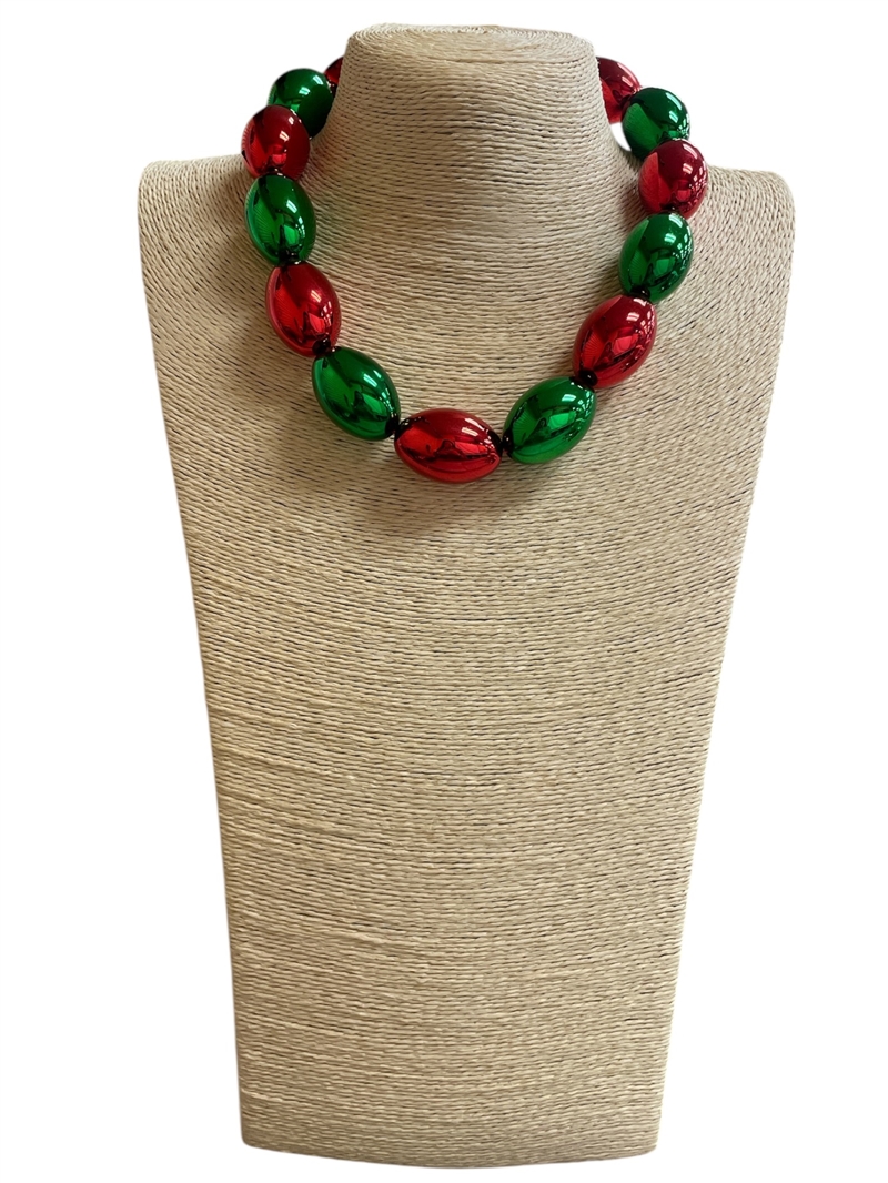 W9CW2 RED AND GREEN CHUNKY NECKLACE