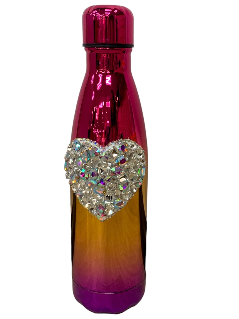 WB90HS  AB HEART PINK WATER BOTTLE