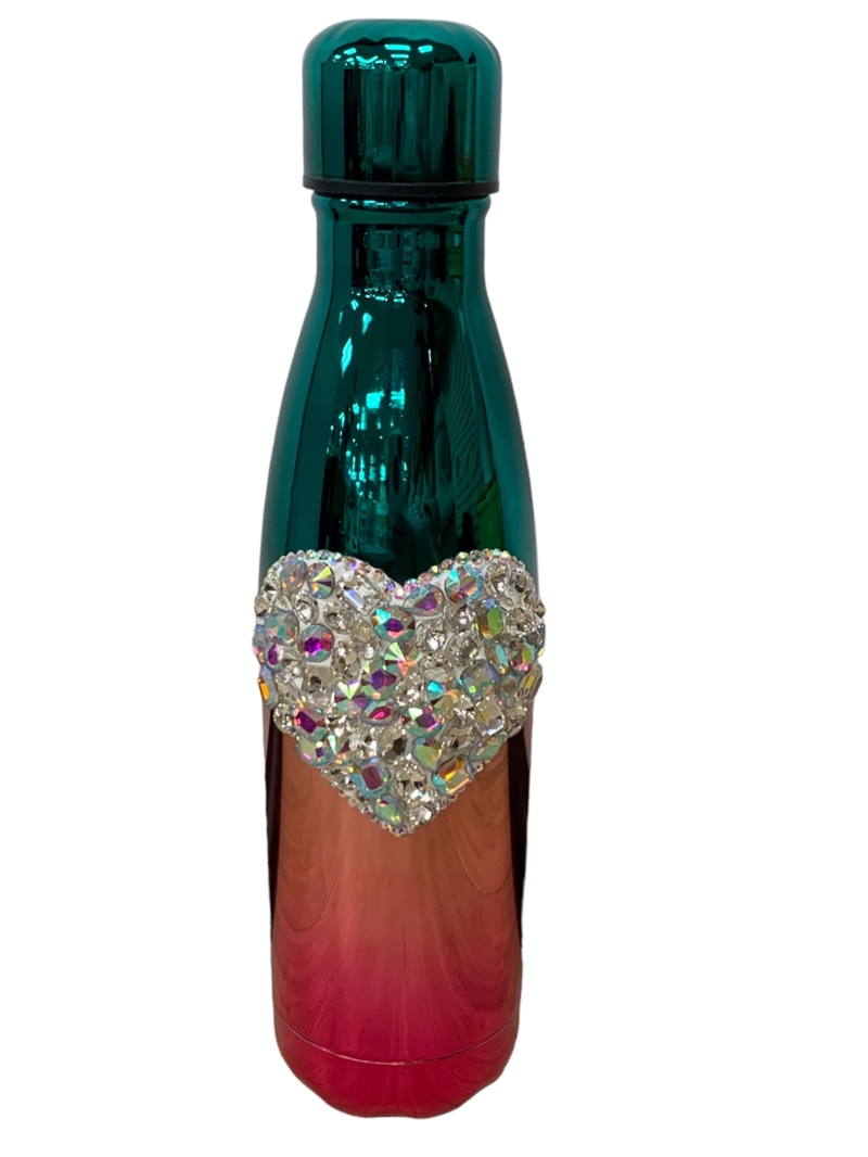 WB90TB  AB HEART TEAL BLUE WATER BOTTLE