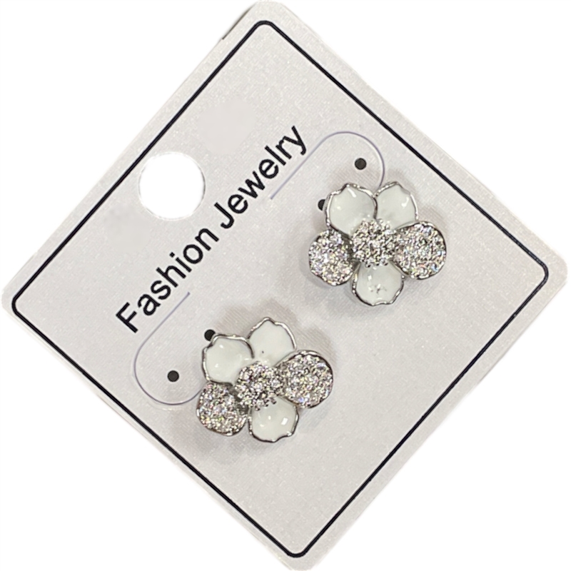 WL295E  WHITE FLOWER EARRINGS