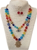 WNE7957 MULTI COLOR EVIL EYE BEADED SET NECKLACE
